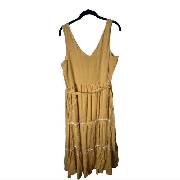 NWT Joie x Revolve Yellow Floral Embroidered Tiered Midi Dress Size 8 - Picture 6 of 9